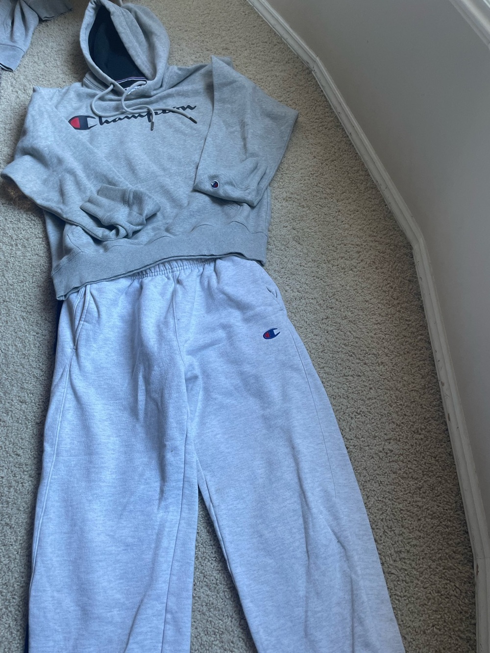 Champion Hoodie & Sweatpants 3 Piece Bundle Gray Navy Size S